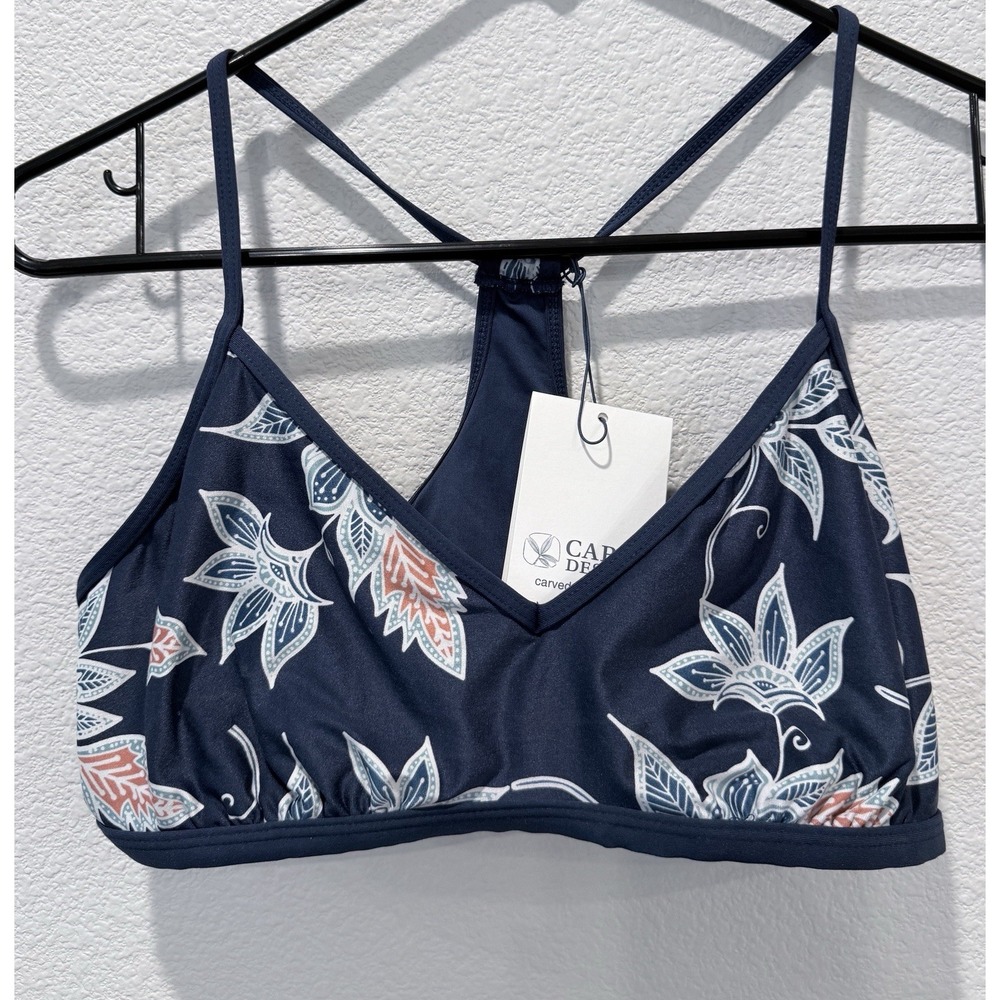 Carve Designs Catalina Bikini Top L Batik Floral NWT UPF 50 Surf Swim Resortwear